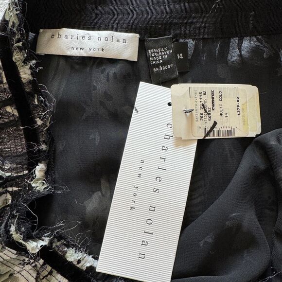 Charles Nolan Silk Blend Metallic Midi Skirt 14 - Picture 8 of 8